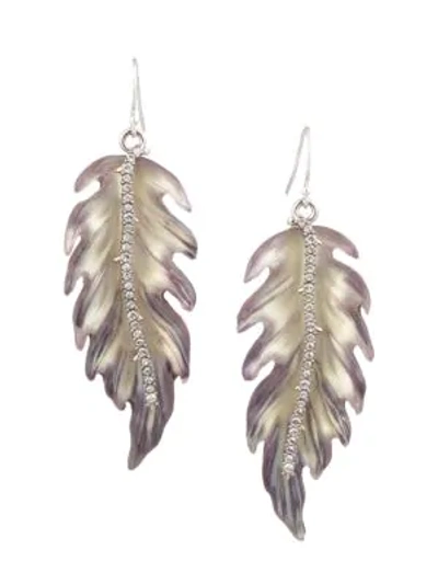 Shop Alexis Bittar Lucite & Crystal Feather Earrings In Gold