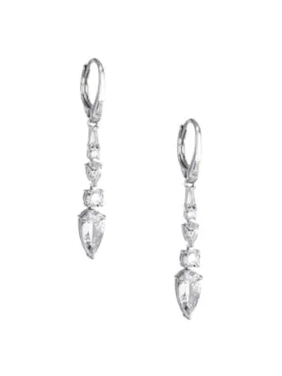 Shop Adriana Orsini Tivoli Cubic Zirconia Sterling Silver Tapered Drop Earrings In Rhodium