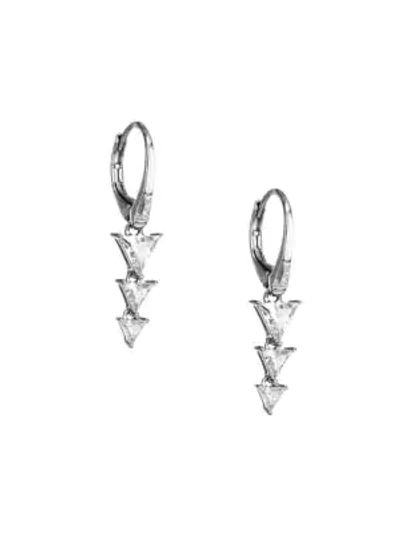 Shop Adriana Orsini Rhodium-plated Sterling Silver Cubic Zirconia Drop Earrings