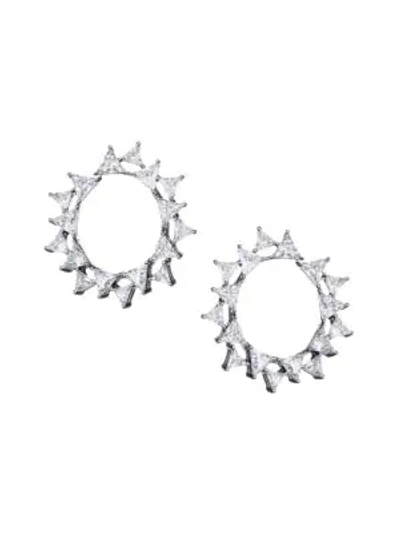 Shop Adriana Orsini Rhodium-plated Sterling Silver Cubic Zirconia Tiered Hoop Earrings