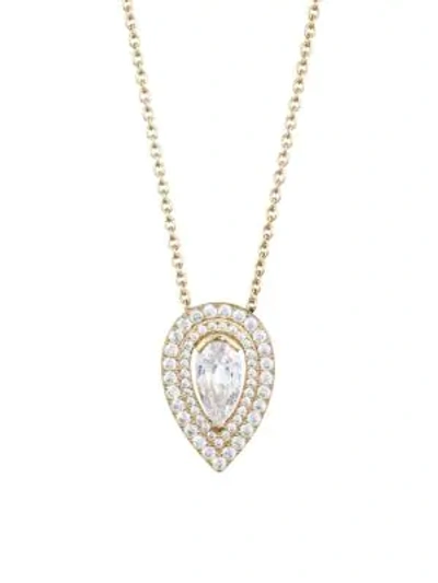 Shop Adriana Orsini 18k Goldplated Sterling Silver Cubic Zironia Teardrop Pendant Necklace