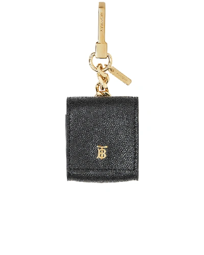 Shop Burberry Leather Earphone Case In Black