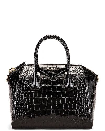 Shop Givenchy Small Crocodile Embossed Antigona In Black