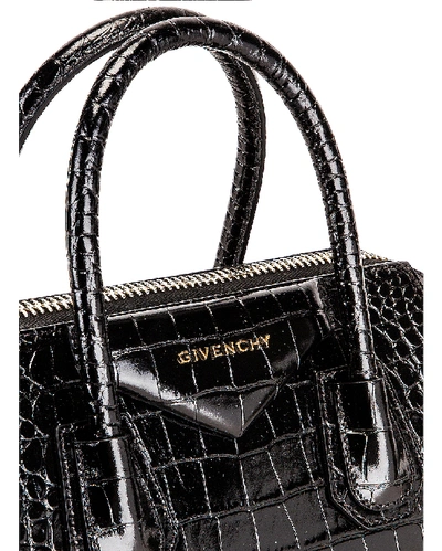 GIVENCHY Calfskin Crocodile Embossed Mini Antigona Black 1261500