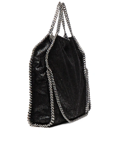 Shop Stella Mccartney 3 Chain Tote Shaggy Deer Falabella Tote In Black