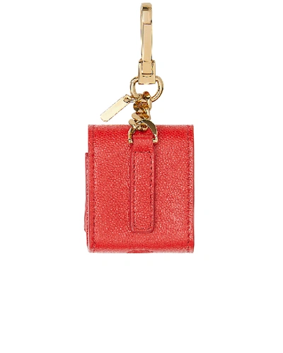 Shop Burberry Leather Earphone Case In Bright Red