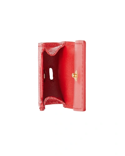 Shop Burberry Leather Earphone Case In Bright Red
