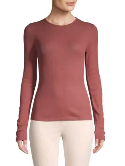 Shop Vince Ribbed Wool Top In Dusty Rose