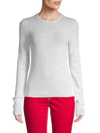 Shop Vince Ribbed Wool Top In Off White