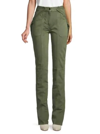 Shop Valentino High-waist Cotton Pants In Green