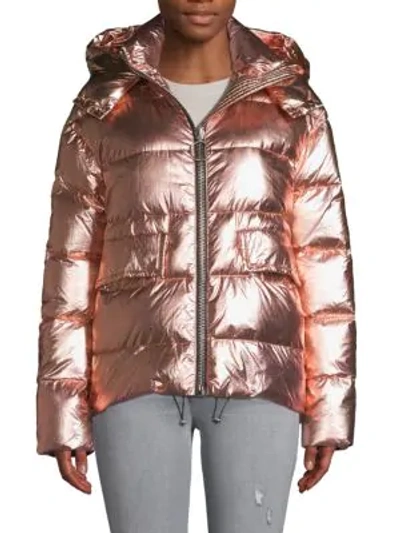 Shop Nicole Benisti Huntington Metallic Down Puffer In Pink Metallic