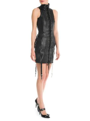 moschino black leather dress