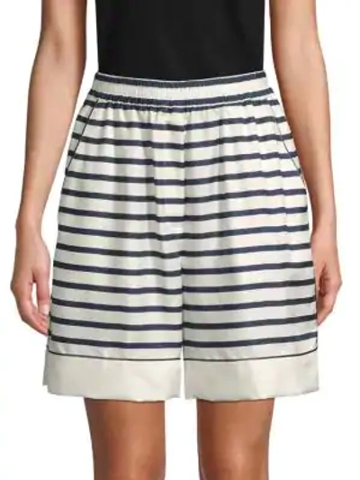 Shop Dolce & Gabbana Silk Striped Shorts In White