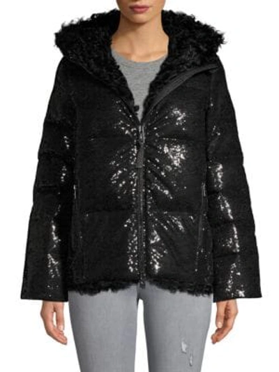 Shop Nicole Benisti Shearling Down-filled Jacket In Black