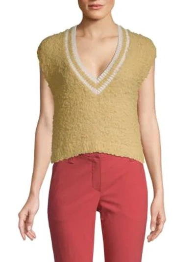 Shop Brunello Cucinelli Textured Cotton-blend Sweater In Yellow
