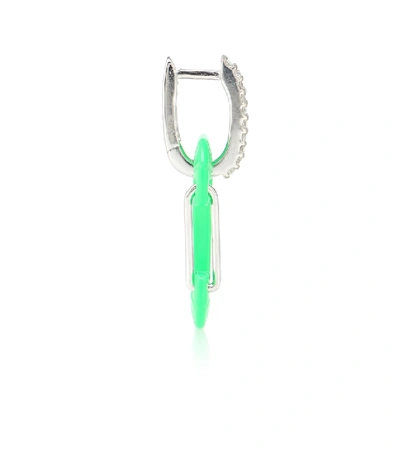 Shop Eéra Eéra Small Chiara 18kt White Gold And Diamond Single Earring In Green