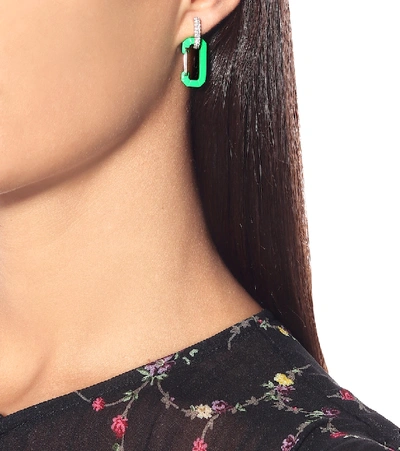 Shop Eéra Eéra Small Chiara 18kt White Gold And Diamond Single Earring In Green