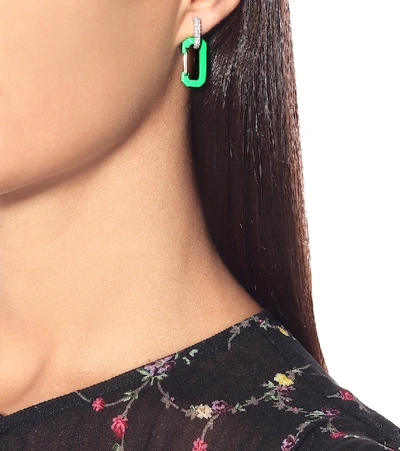 Eéra Small Chiara 18kt White Gold And Diamond Single Earring In Green