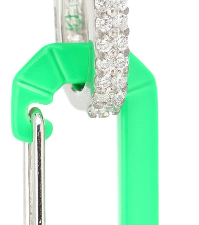 Shop Eéra Eéra Small Chiara 18kt White Gold And Diamond Single Earring In Green