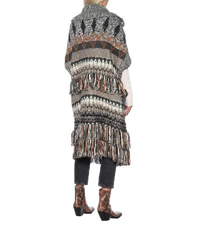 Shop Stella Mccartney Fair Isle Wool-blend Cape In Multicoloured