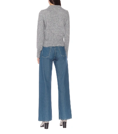 Shop Ami Alexandre Mattiussi Wool-blend Cropped Sweater In Grey