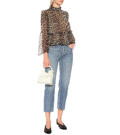 Shop Ganni Leopard-print Georgette Blouse In Brown