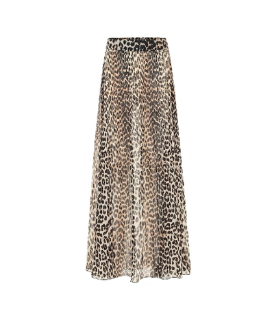 Shop Ganni Leopard-print Maxi Skirt In Brown