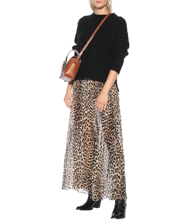Shop Ganni Leopard-print Maxi Skirt In Brown
