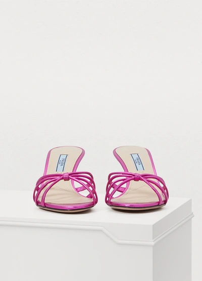 Shop Prada Heeled Sandals In Fuxia