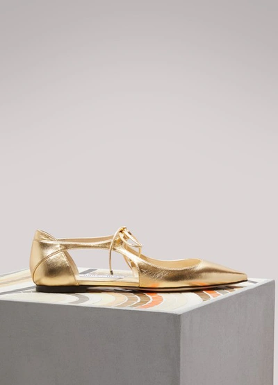 Shop Jimmy Choo Vanessa Ballet Pumps In Gold