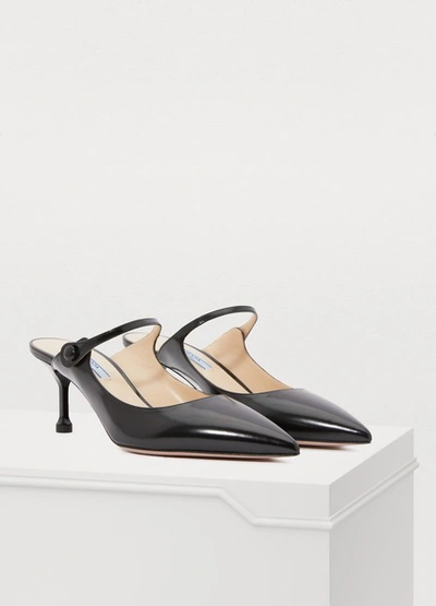 Shop Prada High-heeled Mules In Black