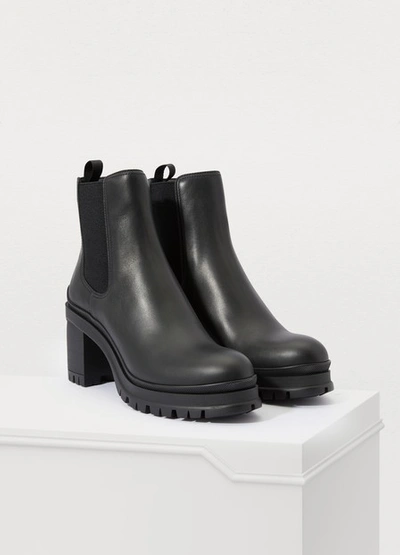 Shop Prada Chelsea Heeled Ankle Boots In Black