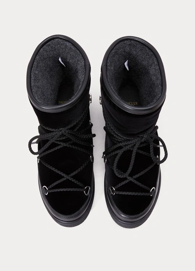 Shop Moncler Stephanie Velvet Boots In Black Silver