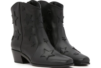 Shop Miu Miu Star Detail Boots In Black