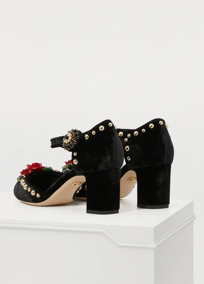 Shop Dolce & Gabbana Velvet Pumps In Black