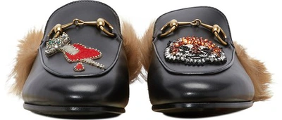 Shop Gucci Princetown Slipper With Appliqués In Black Natural