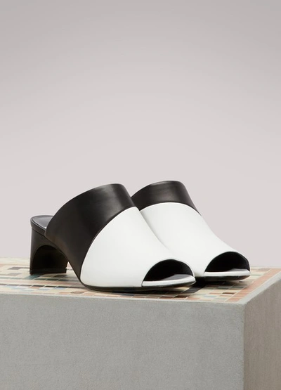 Shop Pierre Hardy Leather Heeled Mules In White