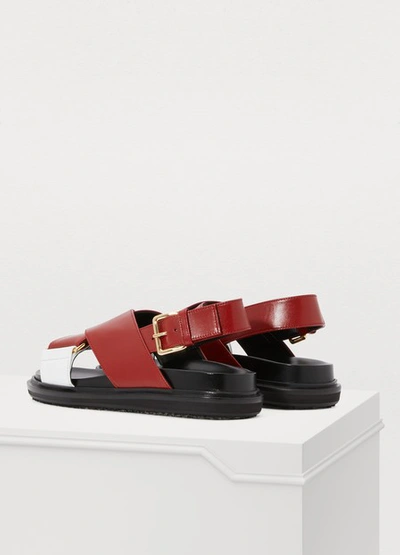 Shop Marni Fussbett Sandals In Hot Red+lily White