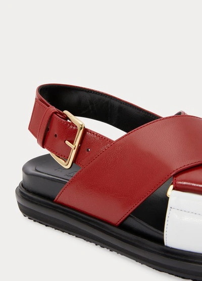 Shop Marni Fussbett Sandals In Hot Red+lily White