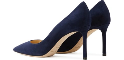 Shop Jimmy Choo Romy 85 Suede Pumps In Navy