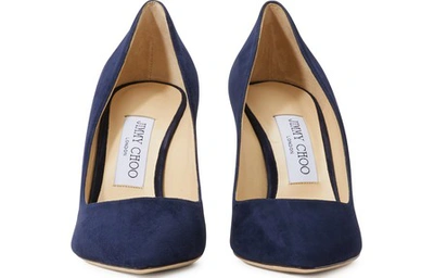 Shop Jimmy Choo Romy 85 Suede Pumps In Navy