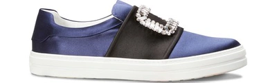 Shop Roger Vivier Viv Strass Sneakers In Indigo+black