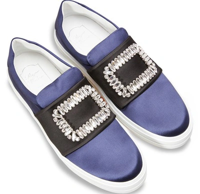 Shop Roger Vivier Viv Strass Sneakers In Indigo+black