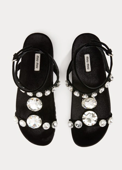 Shop Miu Miu Crystal Sandals In Nero