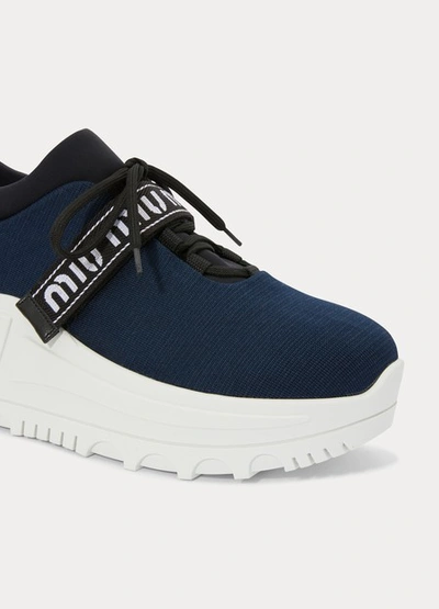 Shop Miu Miu Platform Sock Trainers In Bleu