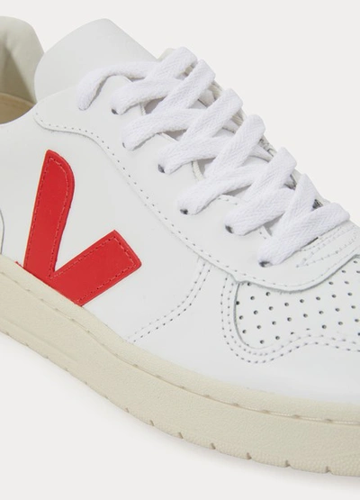 Shop Veja V-10 Suede Sneakers In Red