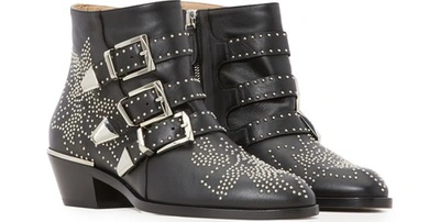 Shop Chloé Susanna Leather Ankle Boots In Black