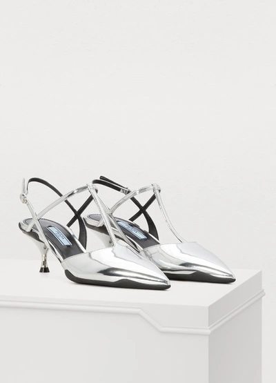 Shop Prada Slingback Pumps In Argento