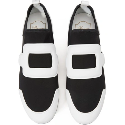 Shop Roger Vivier Sporty Viv Sneakers In Black+blanc Cire