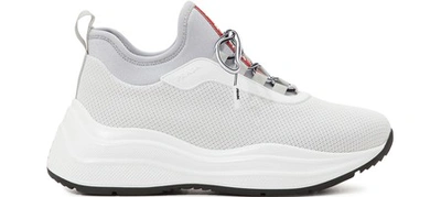 Shop Prada Low-top Sneakers In Bianco+alluminio